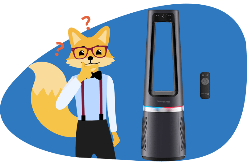 Das Design des Rowenta Eclipse QU5062 3 in 1 Heizlüfters wird vom Smart Home Fox präsentiert.